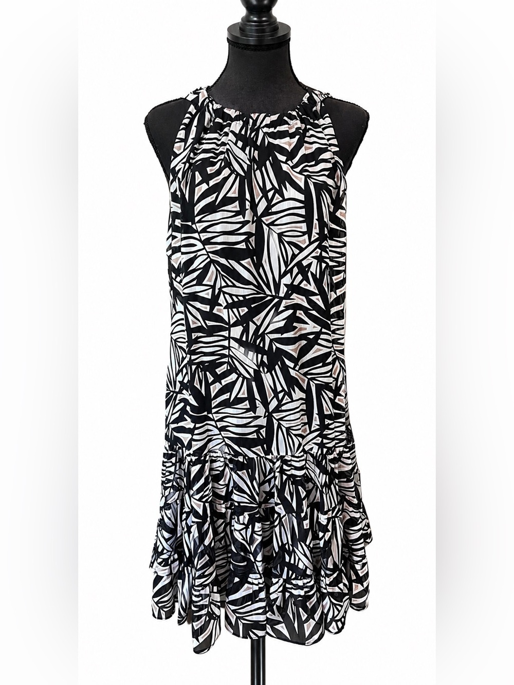 Prelude Palm Leaf Sleeveless Dress Women’s Size 10 Modern Abstract Retro Geo